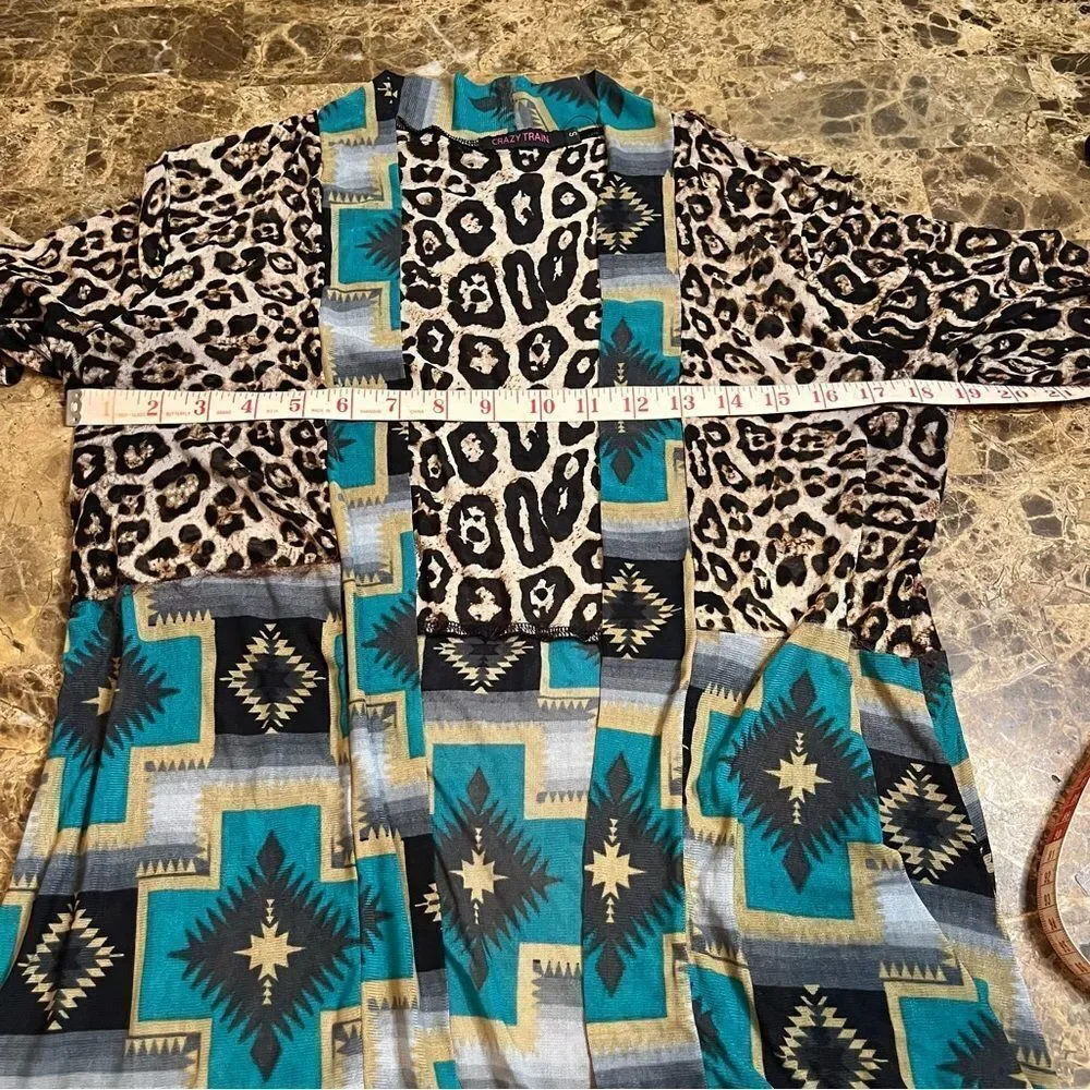 Crazy Train Cardigan Size Small Sheer Animal Print Southwestern​ - Picture 5 of 13